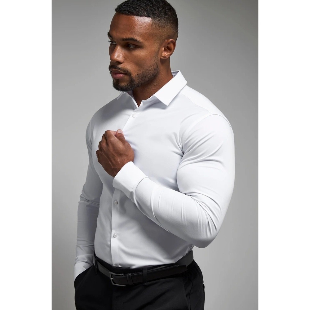 Tailored Athlete Essential Dress Shirt White Muscle Fit Mens Large NWT